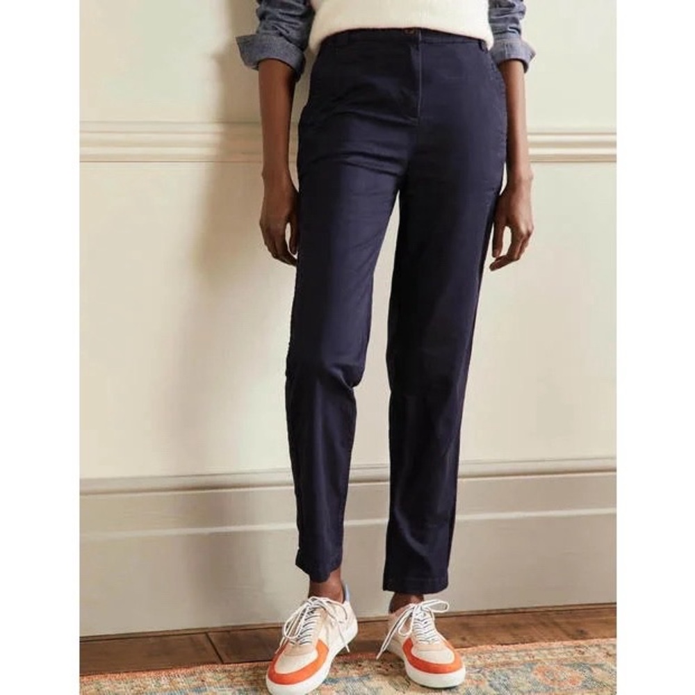 Boden Classic Chino Pants in Navy Blue Straight Leg Ankle Length Cotton Size 10P